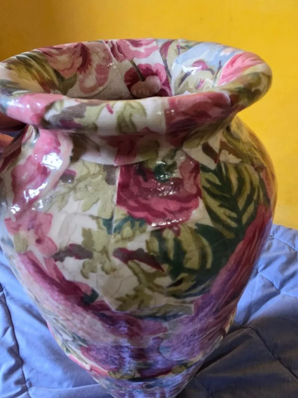 Vaso  de cerâmia  com decoupage  54cm - Foto 5