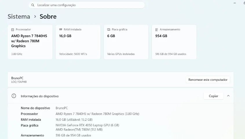 Notebook Lenovo - RYZEN 7 - 16GB RAM - 1TB- RTX 4050 - Foto 5