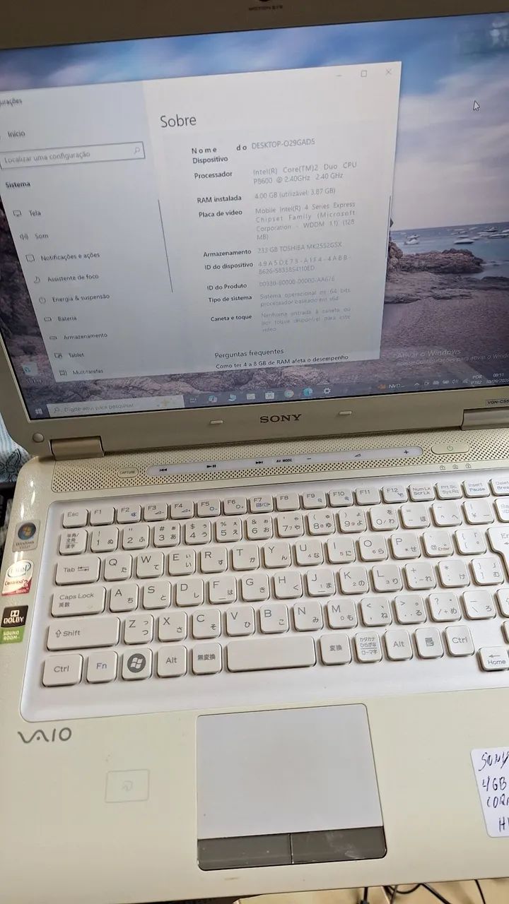 Sony vaio notebook cenário 2 Windows 10