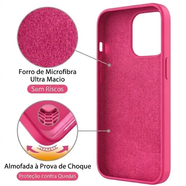 Capinha Para iPhone 14 e 15 COM ENTREGA GRÁTIS Silicone Aveludada Proteção Total Aveludado - Foto 5