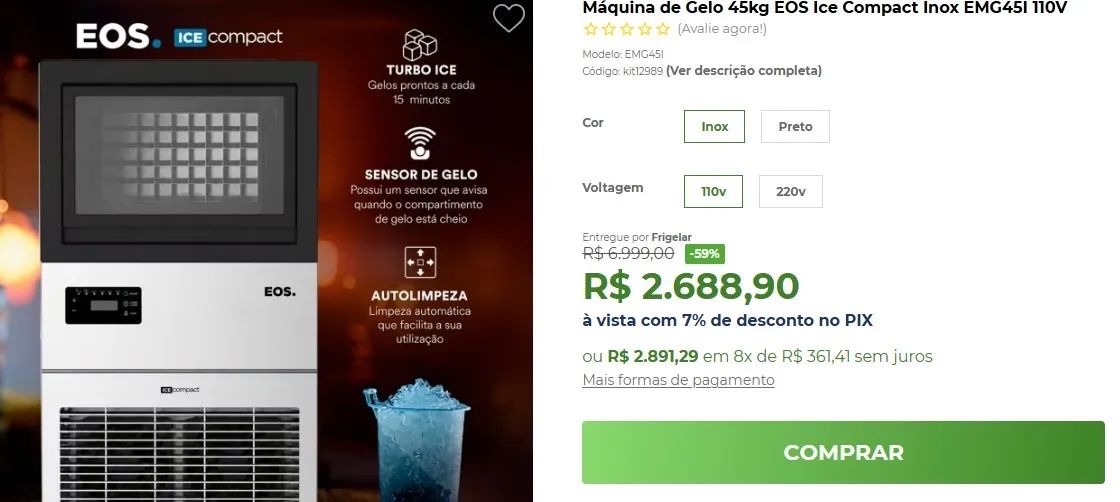 Máquina de Gelo 45kg EOS nova  - Foto 2