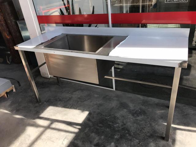 Pia inox 1,80mt de comprimento com 1 cuba tanque - Gregory
