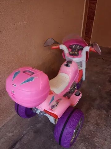 Moto eletrica infantil sprint turbo pink com bau E capacete no