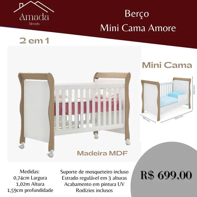 Berço mini cama amore , Entrega  em 3 dias 