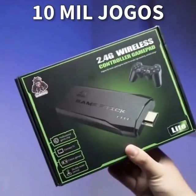 Vídeo Game Stick 4K 10 mil jogos 2 Controles Sem Fio U / COLORS