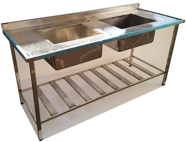Mesa Inox com duas Cubas