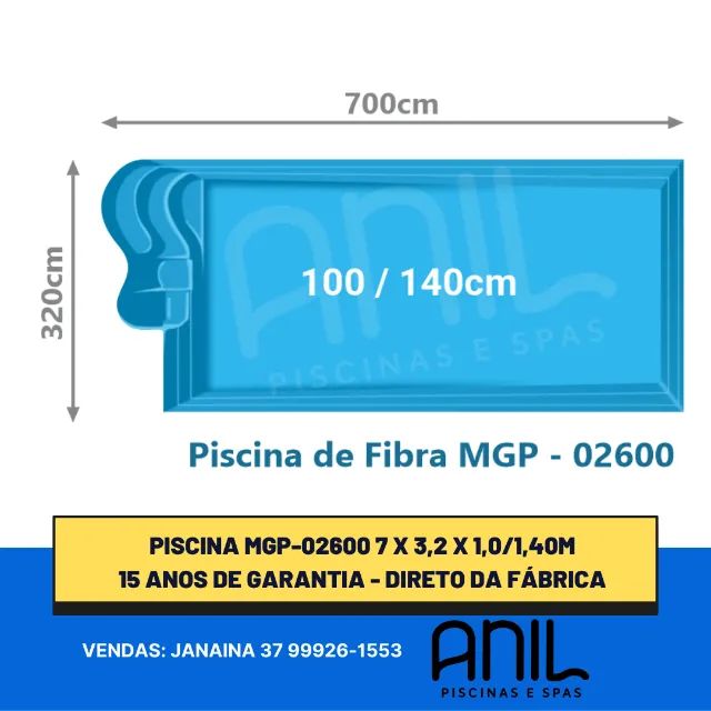 JA - Piscina 7 metros com profundidade rampada