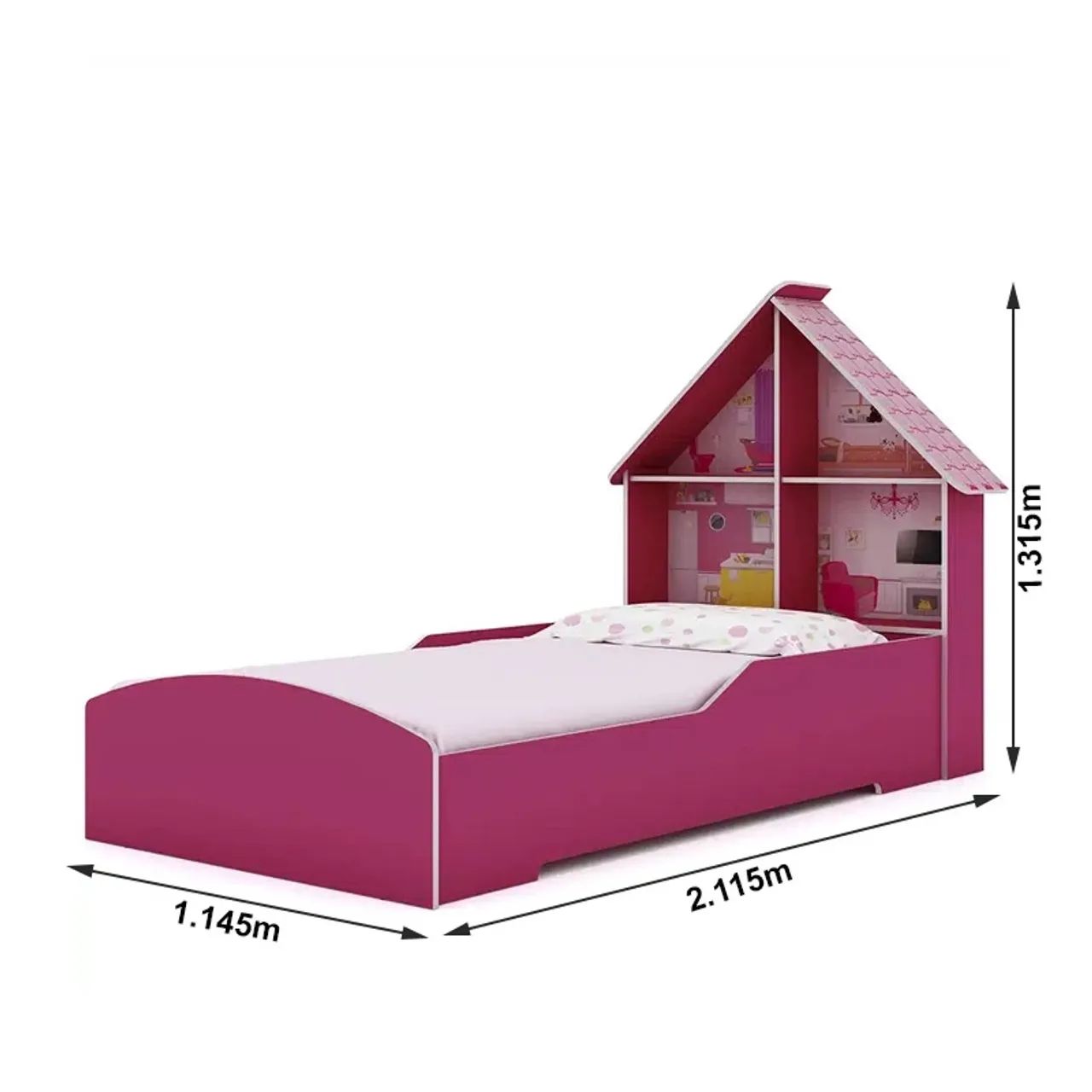 Roupeiro + Cama Casinha Rosa/Branco 100%MDF   rf75 - Foto 4