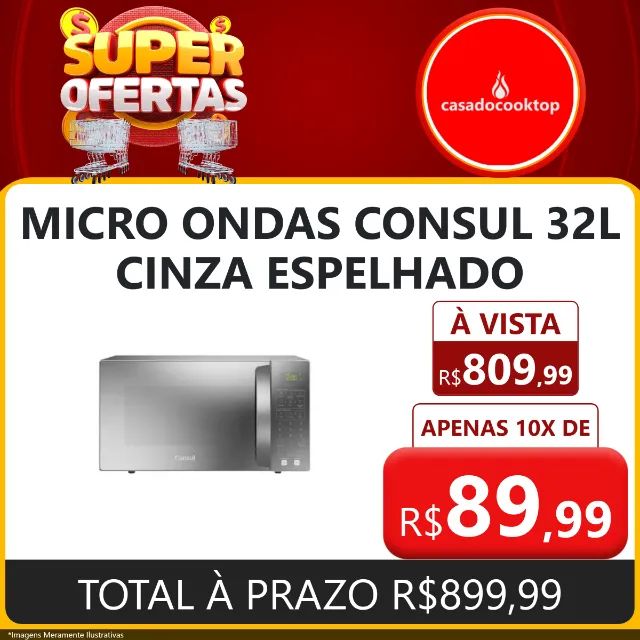 Micro ondas consul 32l cinza espelhado 