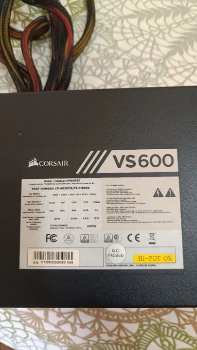 Fonte Corsair VS600 600W