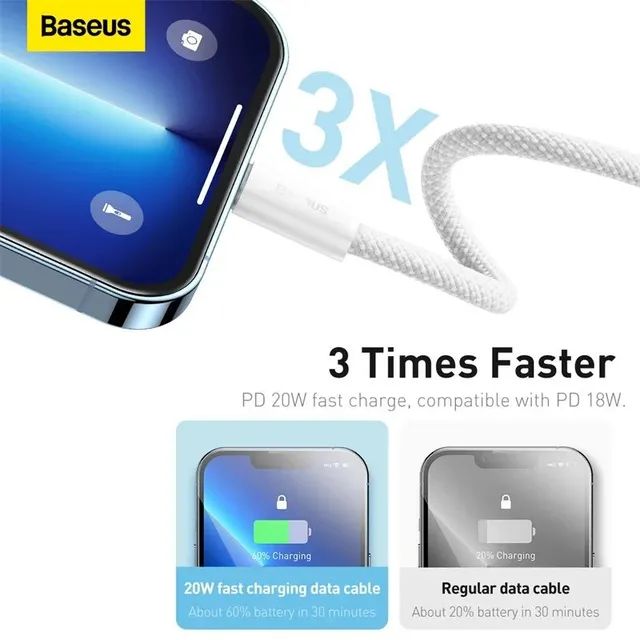Cabo USB carga rápida PD Baseus tipo C para Lightning iPhone 1M - Foto 4