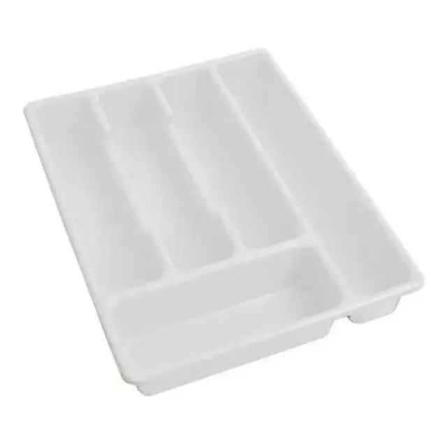Organizador Porta talheres para gaveta 5 divisórias Branco