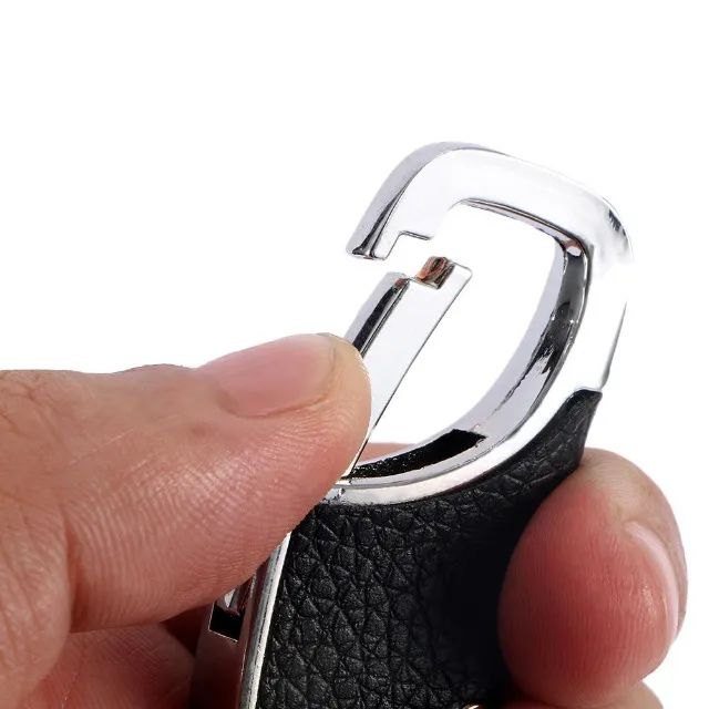 Kit 2 Chaveiro Mosquetão de Couro - Para Chaves Carros Motos Caminhão  - Cor Preto Preta - Foto 5