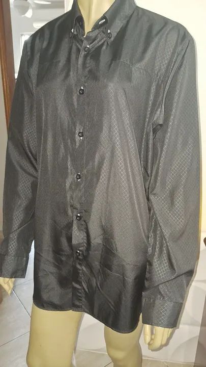 CAMISA SOCIAL PRETA MASCULINA TAMANHO 5XL