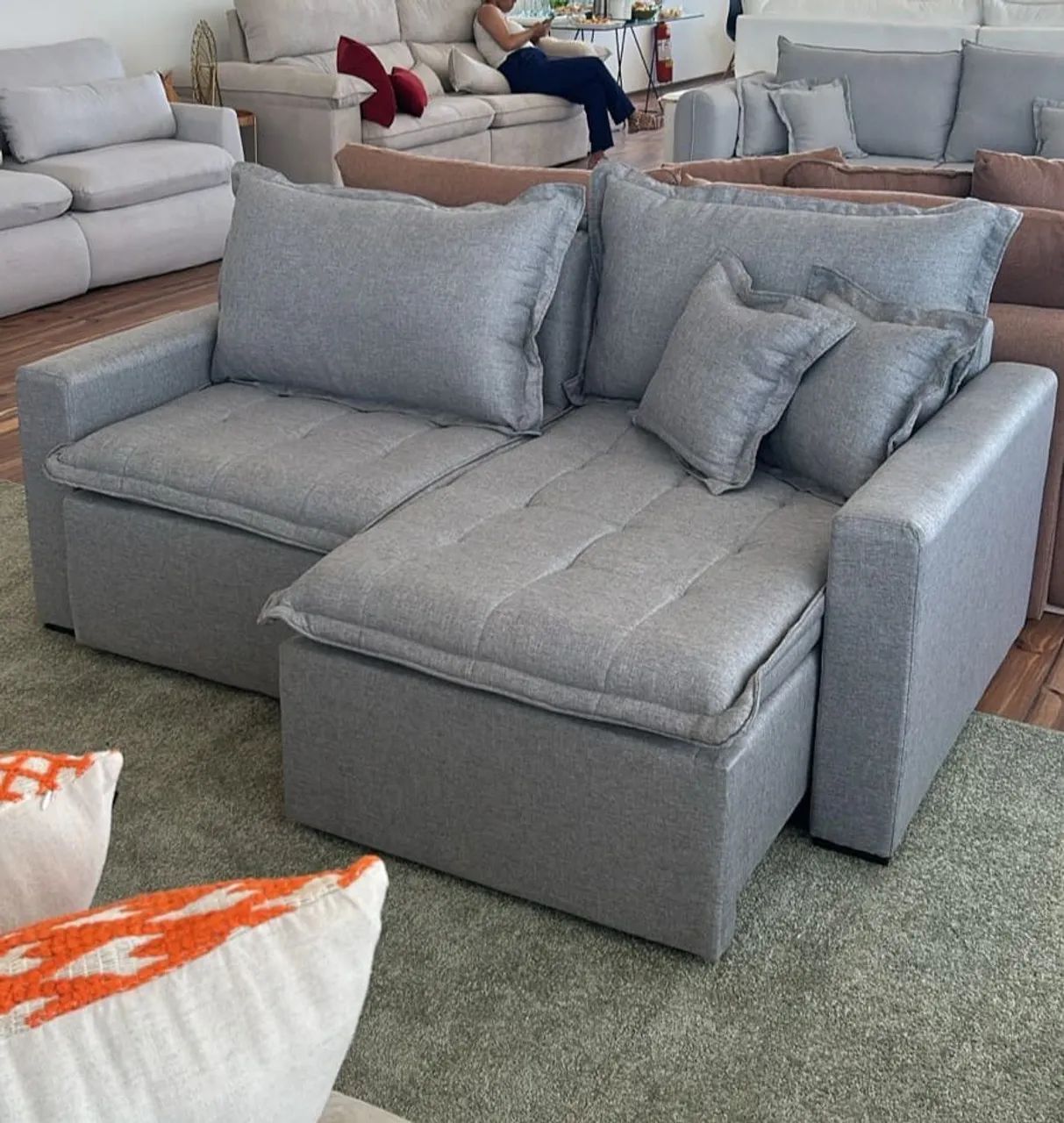Sofá Modular 1,80 MT Linho Cinza ou Bege Super Confortável 