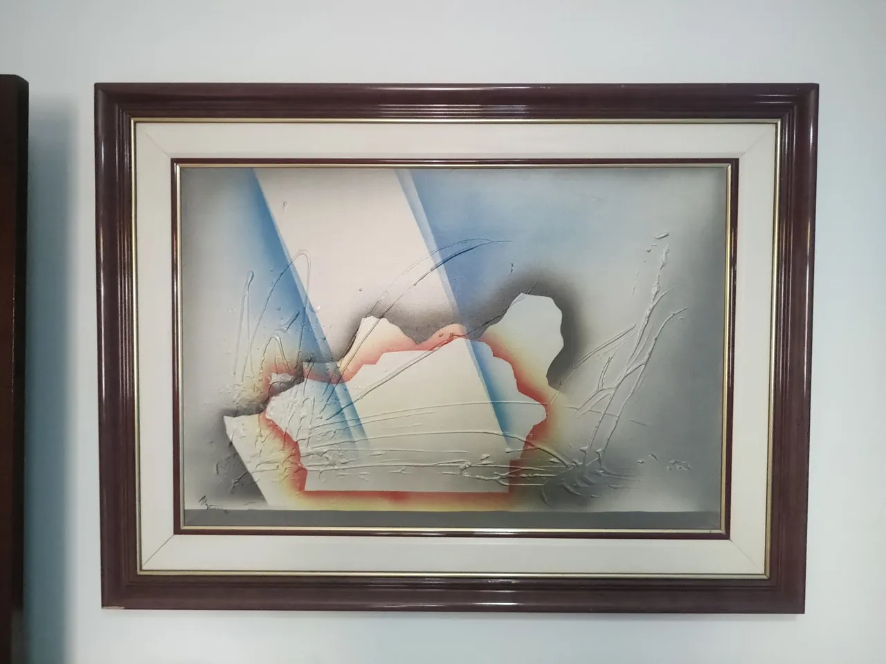 Quadro Abstrato em Moldura de Madeira