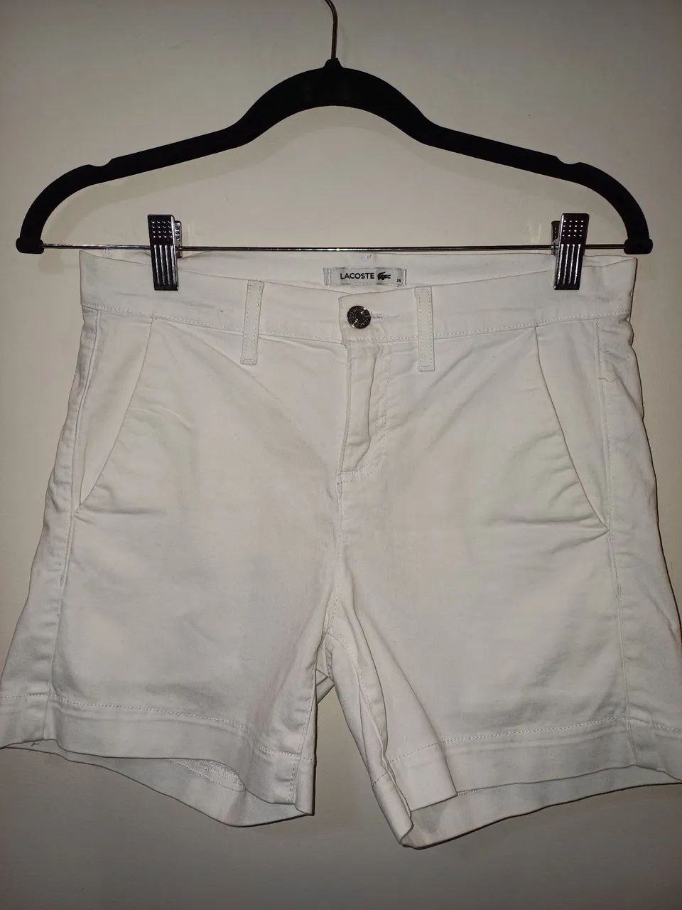 Shorts feminino juvenil Lacoste original branco, tam.34.