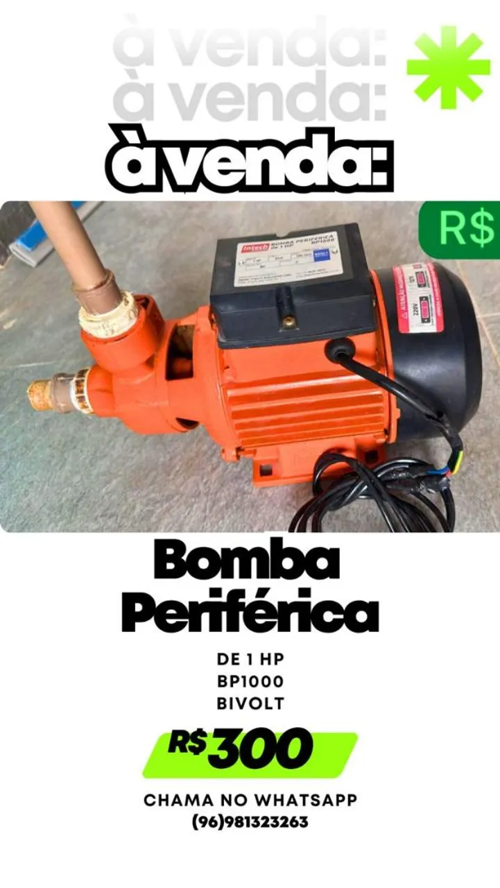 Bomba Periférica 1 HP BP1000 Bivolt