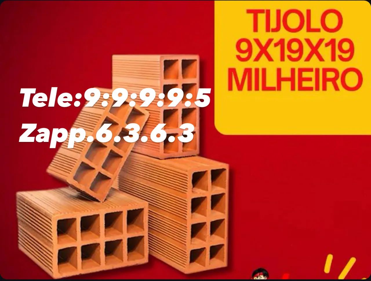 Tijolo Anápolis e silvania 9x19x19 Milheiro NOVO