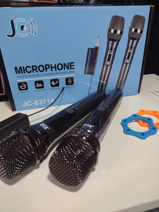 Microfone Sem Fio Duplo Profissional JC-83714 Novo Com Garantia  - Foto 5