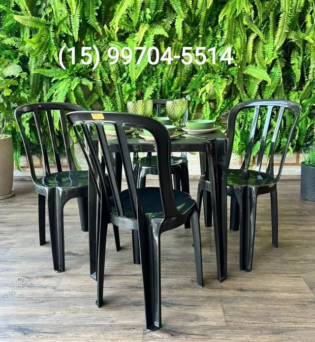 Venda Mesas e Cadeiras de Plastico, preto, Goiania Plast