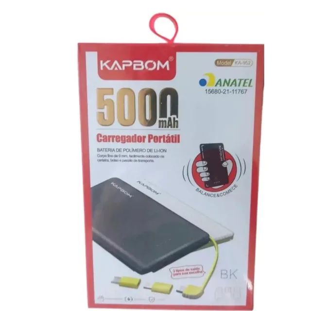 Carregador Portátil Power Bank KAPBOM 5.000 mAh KA-952 - Loja Coimbra Computadores - Foto 4