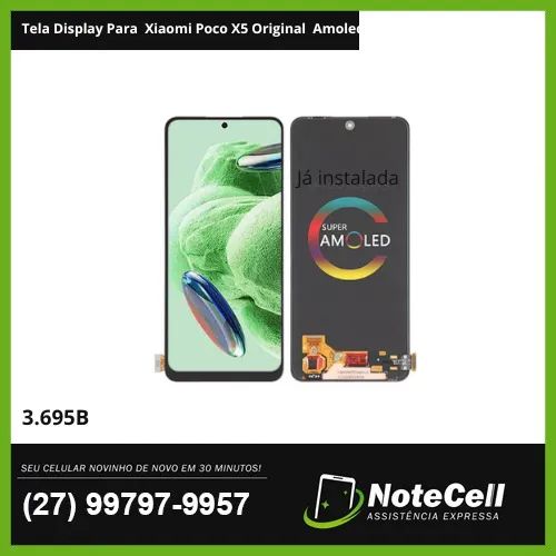 Tela Display Para Xiaomi Poco X5 Original Amoled  3.695B - Instalação Expressa 30 Minutos!