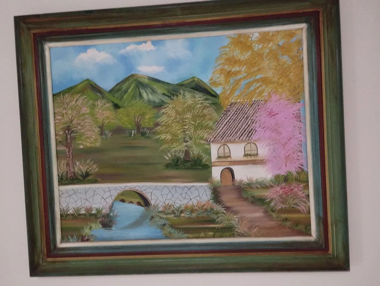 Quadro pintado a mão com Moldura