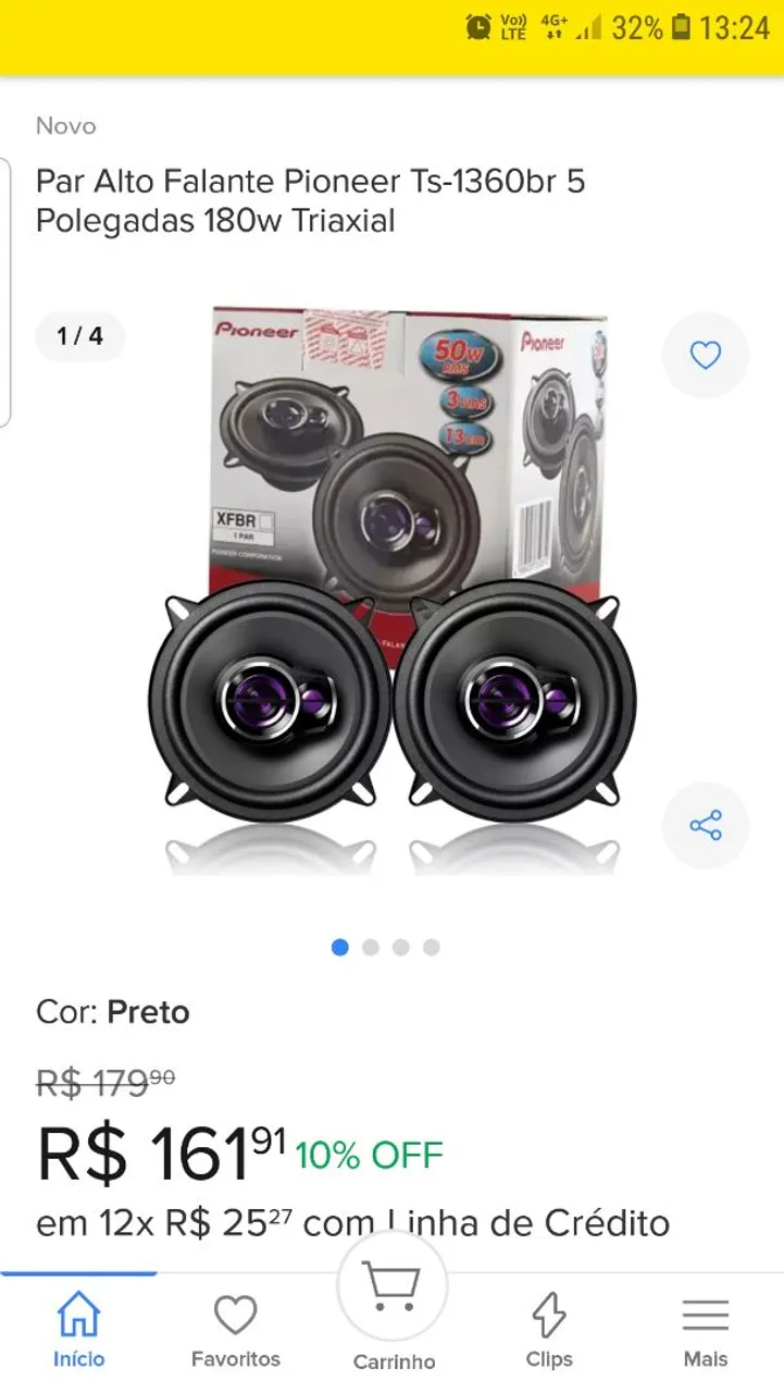 Par Alto Falante Pioneer Ts-1360br 5 Polegadas 180w