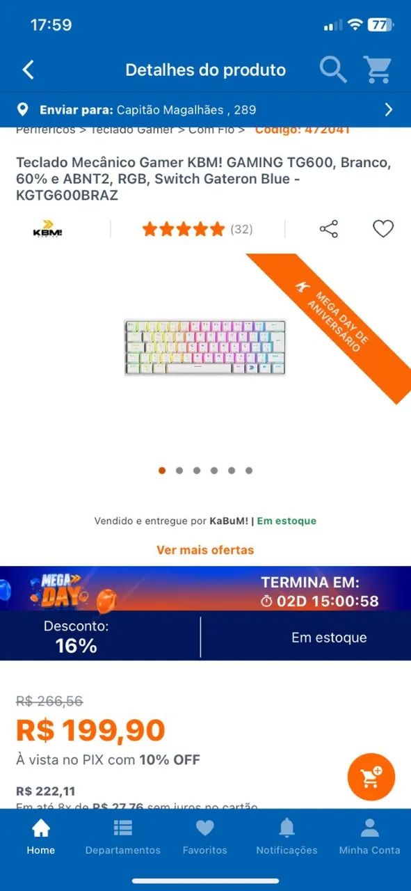 TECLADO MECÂNICO KBM TG600 - SWITCH BLUE