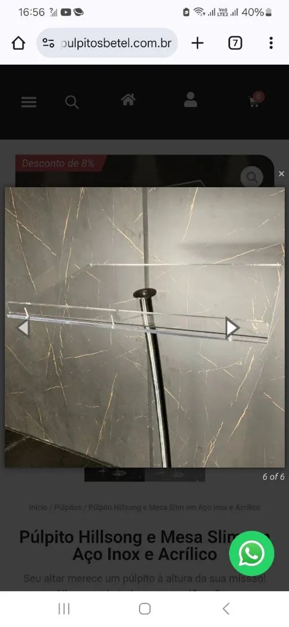Púlpito Hillsong e Mesa Slim em Aço Inox e Acrílico - Foto 3