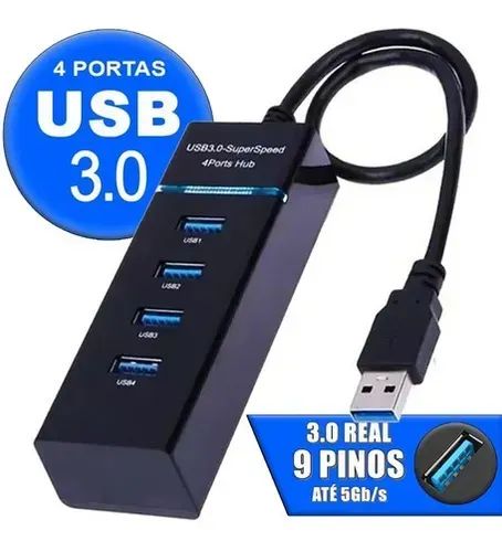 Hub Usb 3.0 4 Portas Expansor Rápido 5 Gbps Alta Velocidade - Foto 3