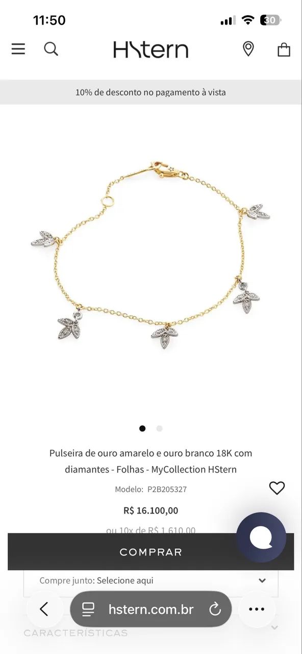 Pulseira H.Stern Folhas - Ouro 18K com Diamantes - Foto 2
