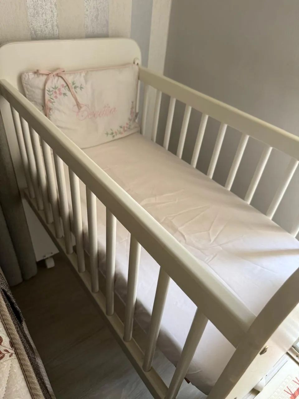 Mini Berço Grade Móvel C/ Colchão E 2 Regulagens De Altura Branco - Foto 5