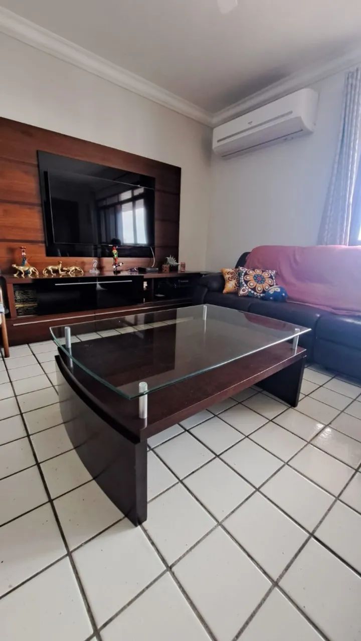 Mesa de Centro em Madeira, Ferro e Vidro