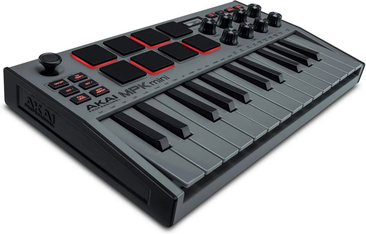 Lacrado) Teclado Controlador Akai Professional MPK Mini MK3 Cinza