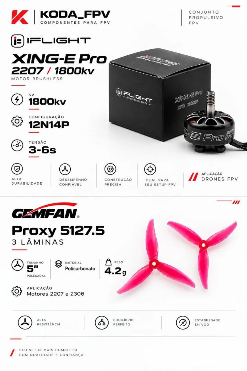Conjunto propulsivo para Drones FPV 5 polegadas. DESCRIÇÃO ABAIXO 