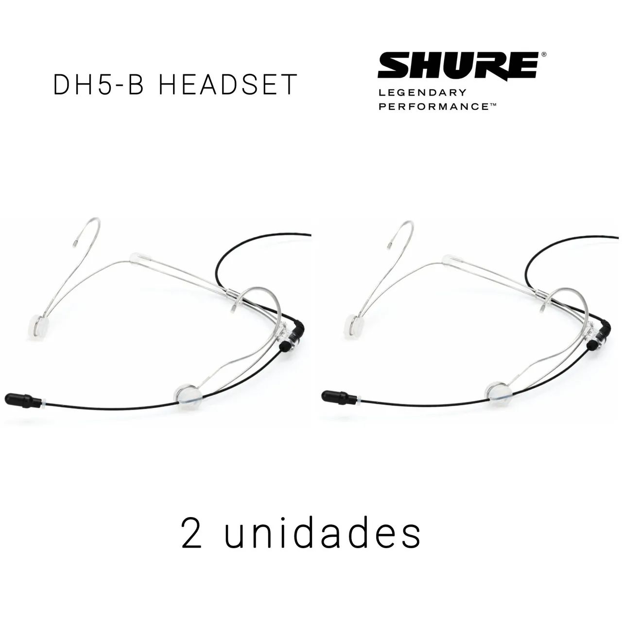Kit 2 Microfone de headset omnidirecional Shure DuraPlex DH5 com conector TA4F - Preto