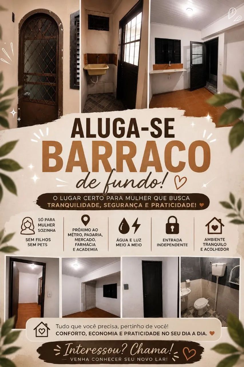 Aluga-se barraco de fundo 