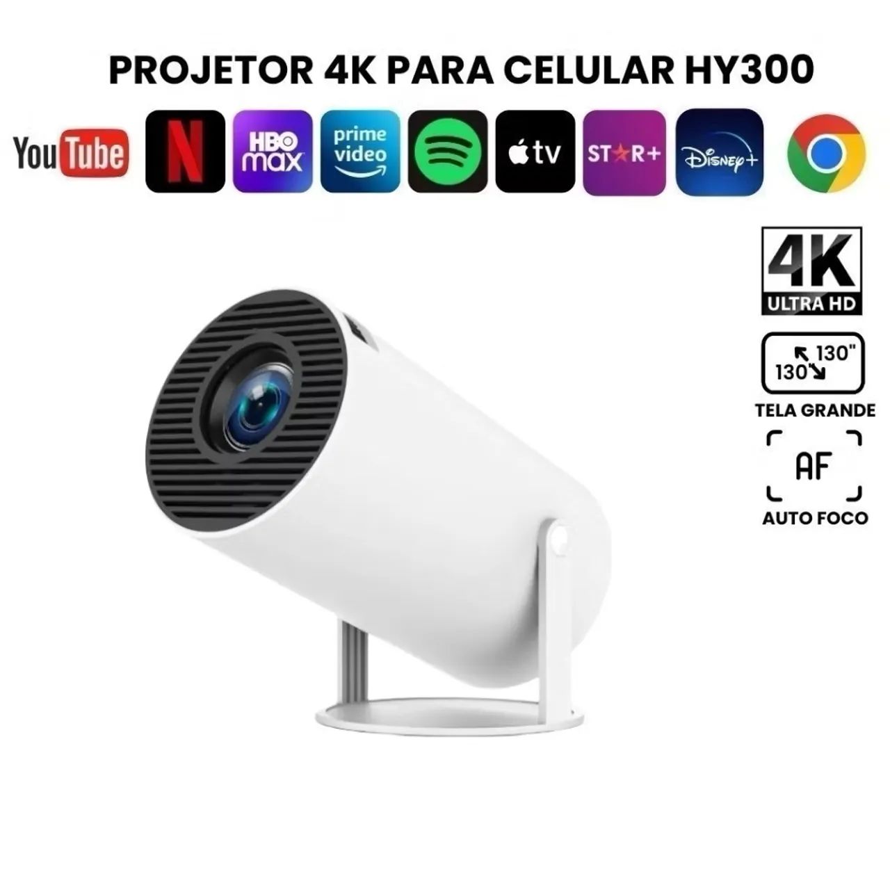 Projetor Android 4K Hy300 Wifi Bluetooth - Foto 4
