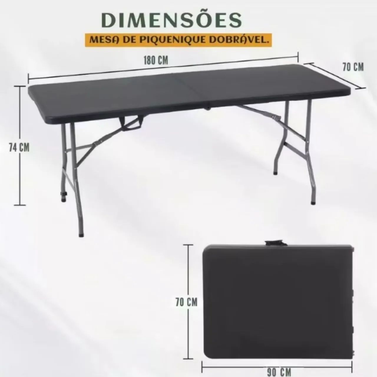 Mesa dobrável 180x70cm nova 