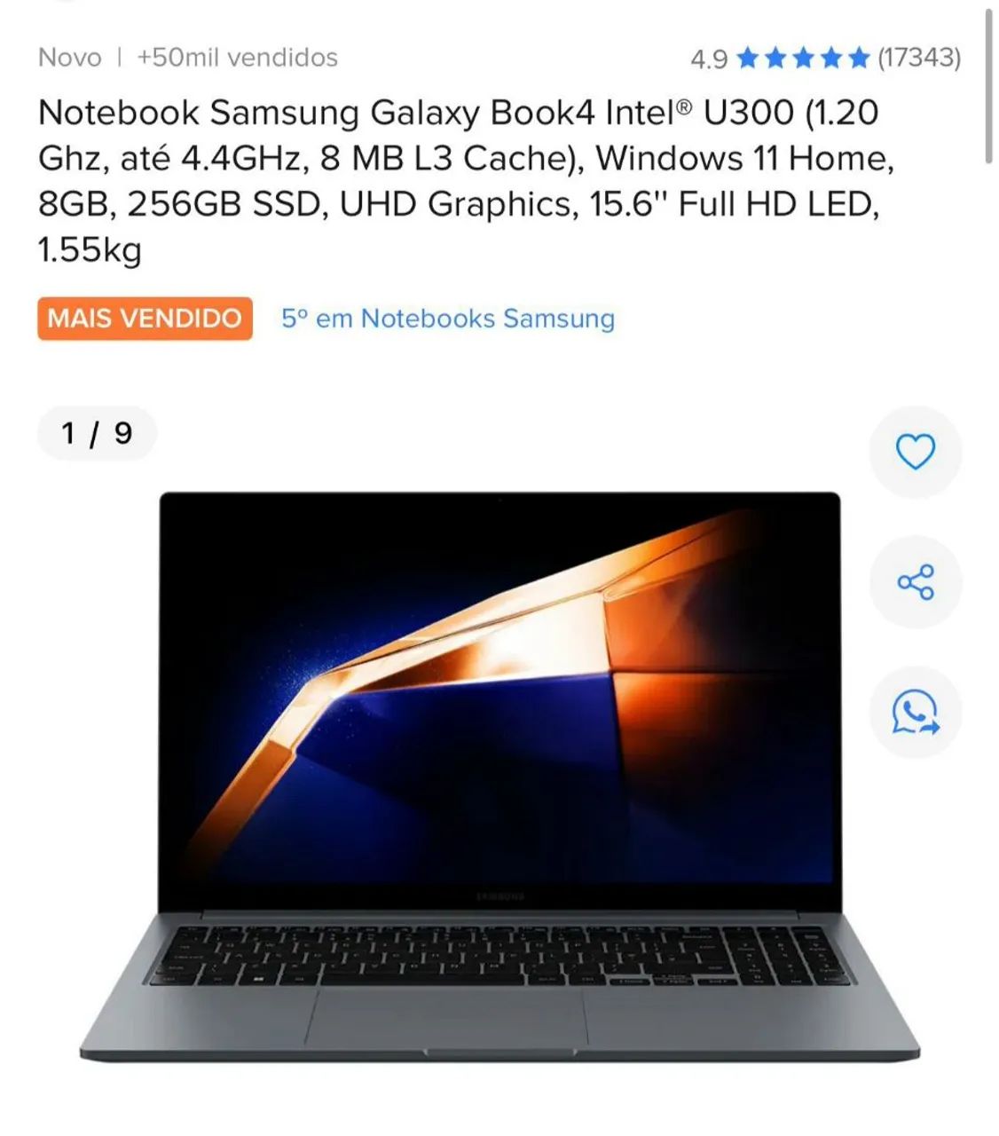 Notebook Samsung Galaxy Book4 Intel u300 - Foto 5