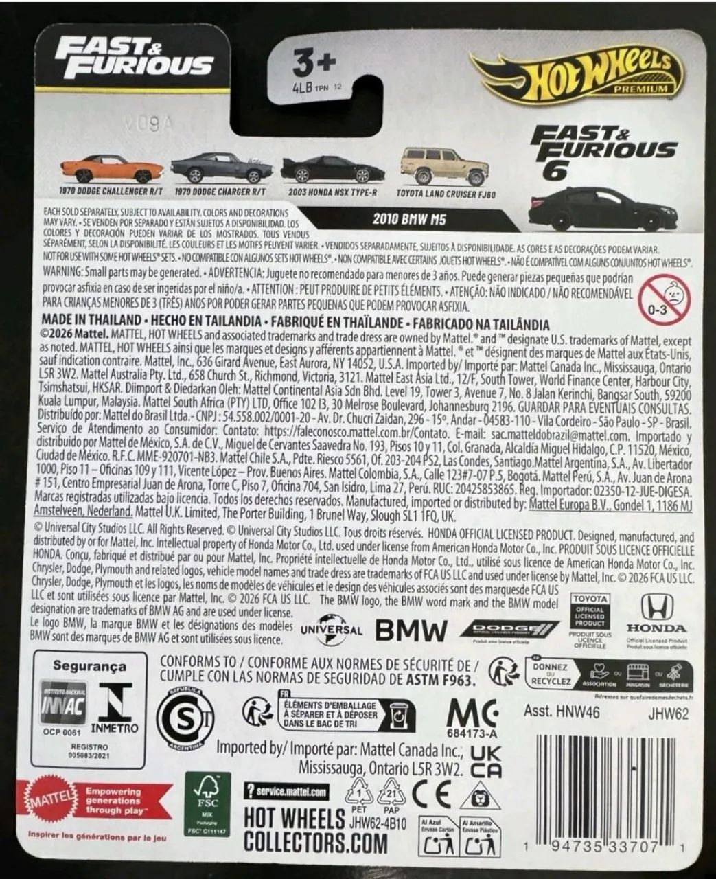 Hot Wheels 2026 BMW M5 Preto "Velozes e Furiosos 25º Aniversário" Q JHW62-7B - Foto 3