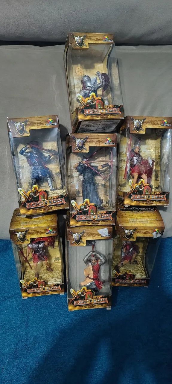 7 bonecos gladiadores romanos 