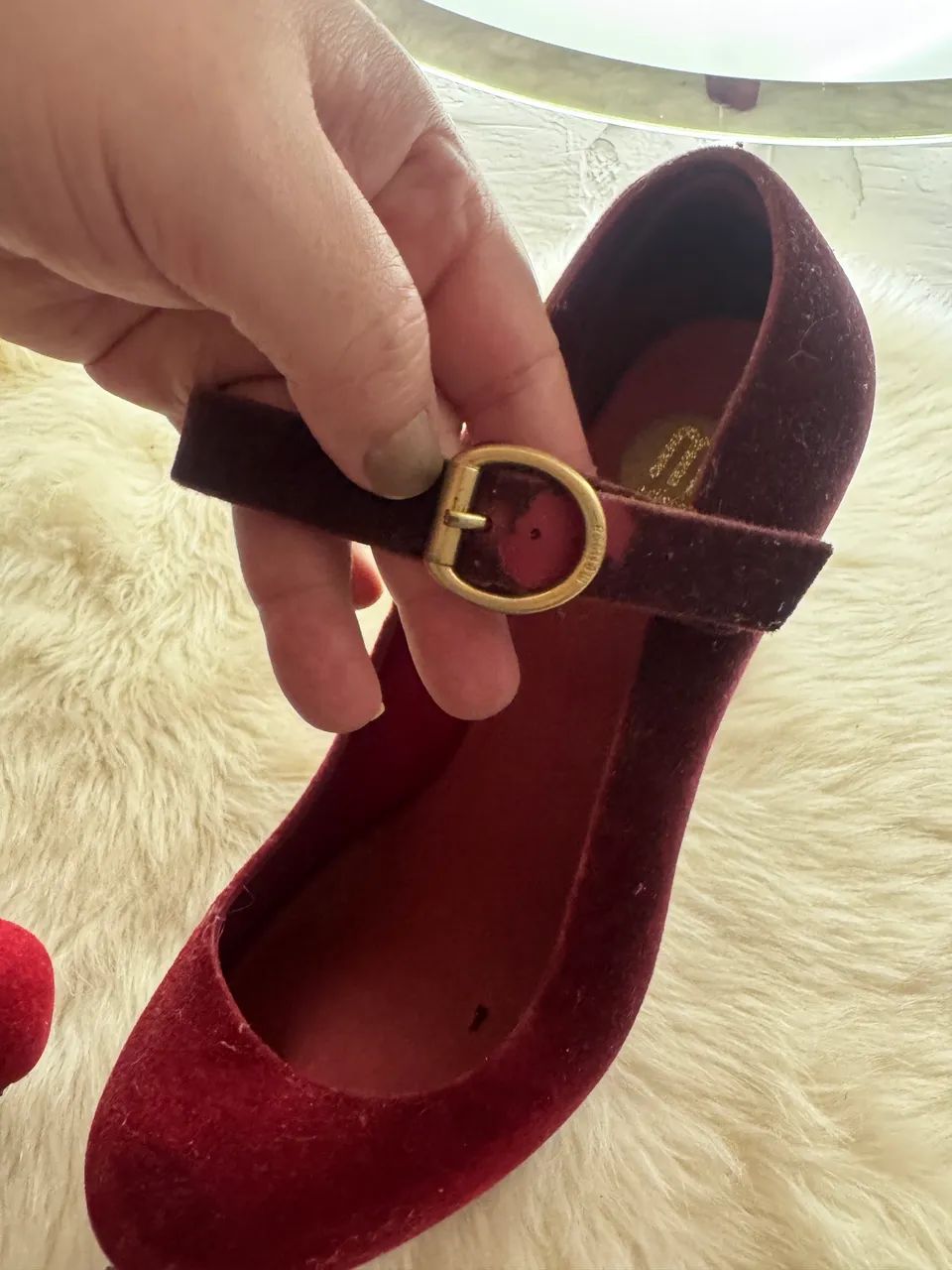Melissa de salto, flocada de vermelho bordô. - Foto 3