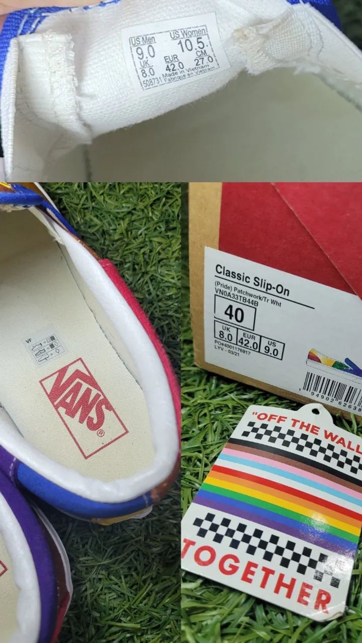Tênis Vans Classic Slip-On Pride Patchwork 40 Usado Original - Foto 5