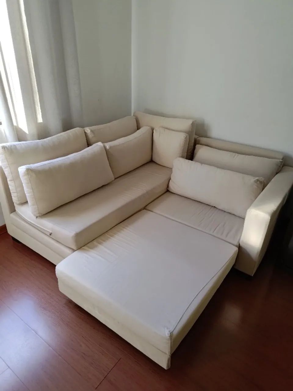 Sofá de Canto que Vira Cama Casal - Resistente e Confortável em Sarja - Foto 4