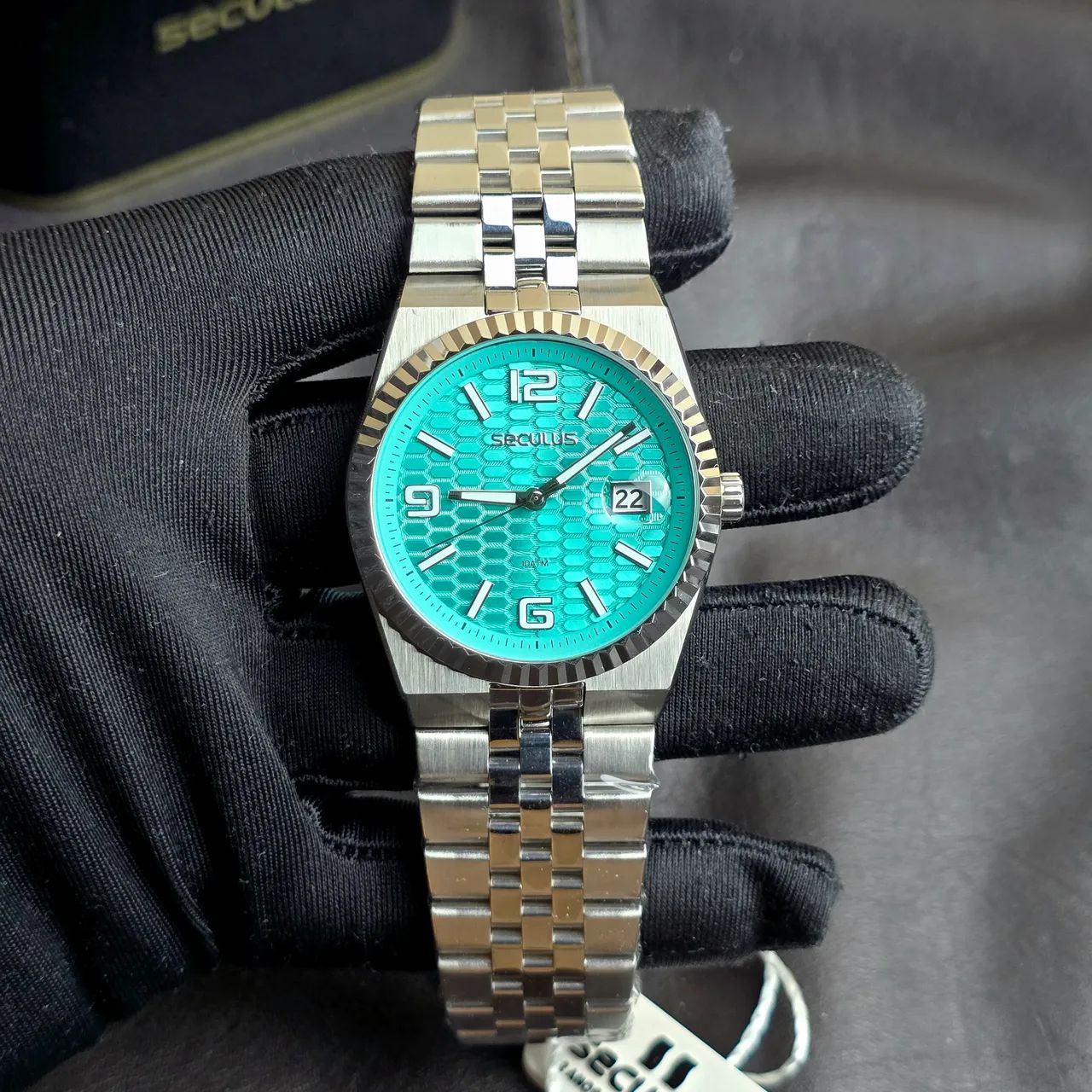 Relógio Seculus L.D 40mm Prata Turquesa 