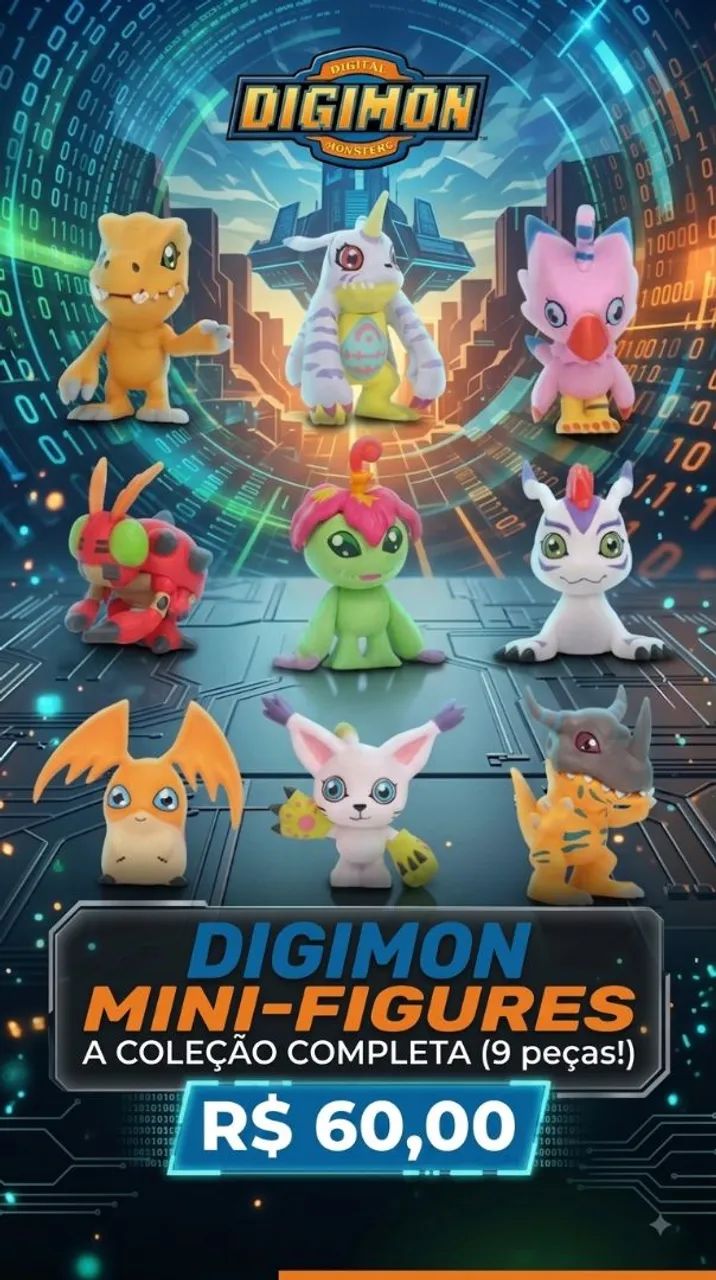 Miniaturas Digimon - Coleção Completa - Novos - 9 mini-figuras - Foto 2