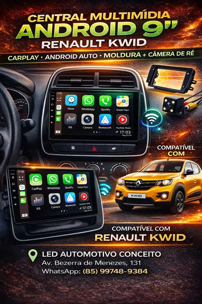 Central Multimídia 2 Din 9 Polegadas Android Kwid